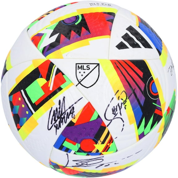Lionel Messi, Luis Suarez, and Sergio Busquets Inter Miami CF Autographed 2024 Adidas MLS Match Soccer Ball - Fanatics Authentic Certified