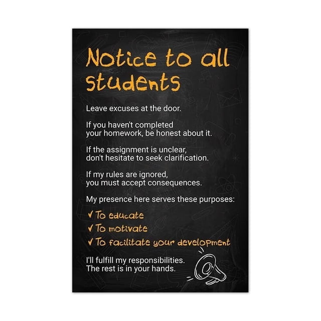 Classroom Procedures and Rules Poster Motivational Quotes Wall Art for New Teachers Middle High School Classroom Management Supplies Unframed12x18inch(30x45cm)