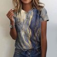 thumbnail image 2 of CEHVOM Femmes Mode Décontractée Chemises Imprimées Manches Courtes T-Shirt Ample Hauts Blouse à Col en V Liquidation, 2 of 5