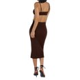thumbnail image 5 of KOMOO Women Knitted Sling Dress Summer Hollow High Waist Bodycon Dress Sleeveless V-neck Dress, 5 of 9