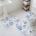 thumbnail image 3 of Summer Ocean Bathroom Rugs Set Blue Grey Coral Shell Marine Life Coastal Non Slip Absorbent Soft Bath Mats 3 Piece Set with Bathroom Rug, U-Shaped Floor Mat, Toilet Seat Cover Small Size, 3 of 9