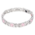 thumbnail image 4 of Titanium Steel Magnetic Bracelet Promote Relaxation Magnetic Bracelet 8 Magnets Pink Rhinestone Reduce Static Electricity for Daily Wear ANGGREK Otros, 4 of 8