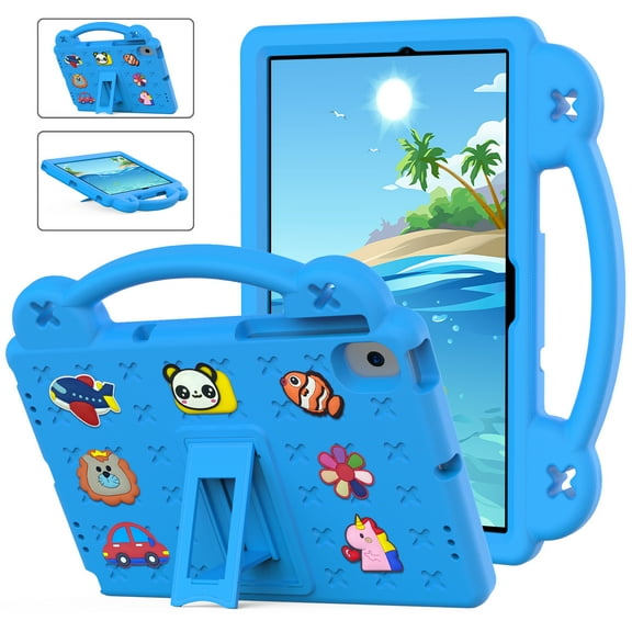 ELEHOLD for Samsung Tab A8 10.5 inch Kids Case, Cute Cartoon EVA Kids-Friendly Handle Grip Kickstand Shockproof Rugged Protective Case for Samsung Tab A8 10.5" X200/X205, Skyblue