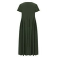 thumbnail image 5 of Cyber_Monday Deals! Ganfancp Sundress Shift Square Neckline Short Sleeve Boho Dresses Plus Size Summer Dresses Slim Fit Cotton Simple Solid for Beach Army Green L Clearance, 5 of 6