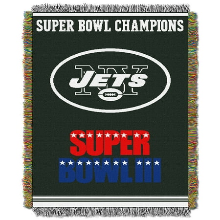 New York Jets NFL Super Bowl Commemorative Woven Tapestry Throw (48