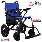 Rubicon DX03- Lightweight (Only 40lbs) Foldable Electric Wheelchair for Seniors - 12 mi Long Cruise Range with 500W Powerful Motor - Airline Approved with Detachable Battery_Blue