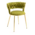 thumbnail image 3 of Dining Chairs Set of 2, Living Room Leisure Chairs, Mid Century Modern Kitchen Velvet Upholstered Accent Leisure Chairs, Armless Side Chair for Dining Room, Kitchen, Vanity, Green, 3 of 7