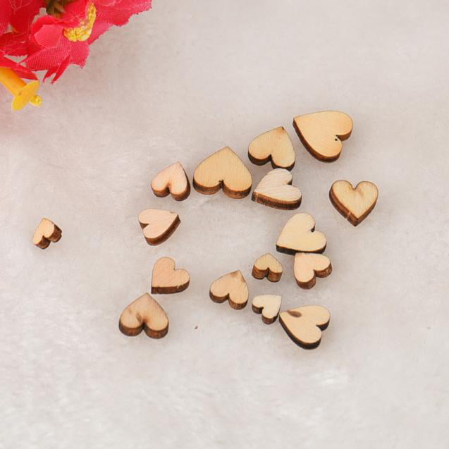 100pcs Rustic Wooden Wood Love Heart Wedding Table Scatter Decoration Crafts NEW