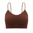 thumbnail image 3 of Deago V Neck Cami Bra Padded Seamless Bralette Straps Sleeping Bra for Women Girls (Caramel, M), 3 of 7