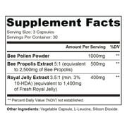Royal Jelly Immune Boosting Capsules with Bee Pollen and Propolis, 90 Veggie Caps