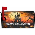 thumbnail image 5 of Happy Halloween Mailbox Cover Starry Night Haunted House Pumpkin Magnetic Mailbox Covers Halloween Mailbox Brunt Orange Large Post Letter Box Covers Garden Yard Home Decor for Outside 21" x18", 5 of 6