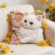 thumbnail image 1 of CaiYueKe Cute Cat Embroidery Pillow Cover - Flocked Velvet Decorative Throw Cushion Sofa Bedroom Living Room Accent Pillowcase, Faux Embroidery Animal Pattern Home Decor Gift for Women, 1 of 7