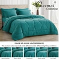 thumbnail image 5 of Chezmoi Collection Piper Twin Bed in a Bag 5-Pieces Honeycomb Geometric Hexagon Quilted Stone Washed Microfiber Comforter with Sheets Lightweight All Season Bedding Set, Twin, Teal, 5 of 9