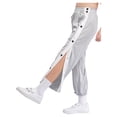 thumbnail image 3 of Xnihocha Kids Boys Pants Trousers Contrasting Stripe Side Split Press Button Harem Pants Basketball Pants Gray 130, 3 of 7