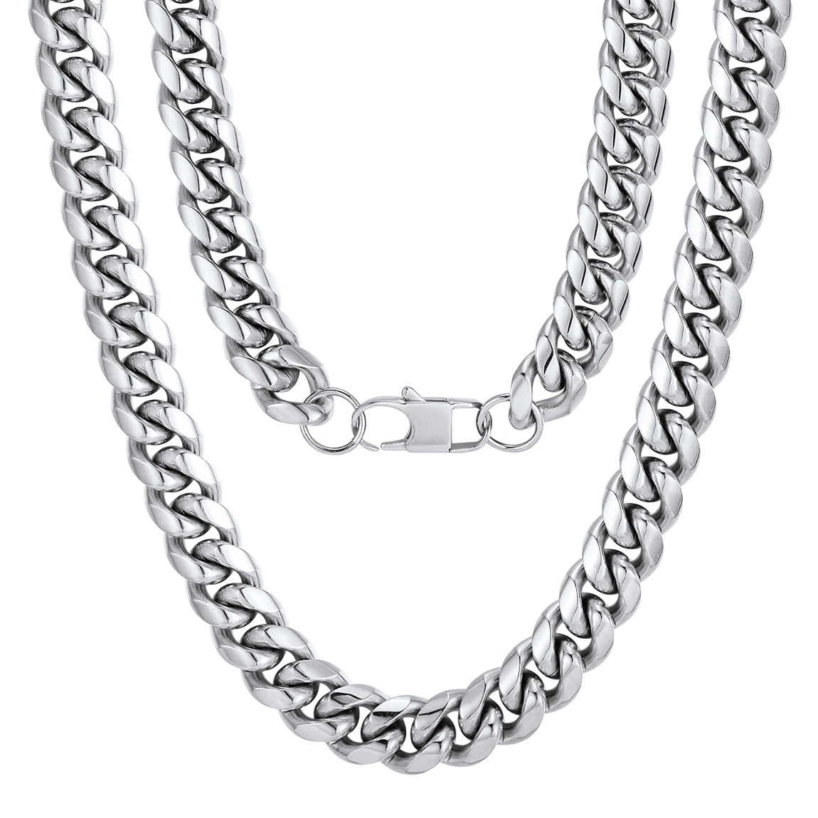 Details about   Men's 9mm Stainless Steel Chain Necklaces Cuban Link Curb Chain Gift box 