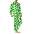 thumbnail image 2 of Honeii Green Lizard Pattern Mens Pajamas Set,2pcs Men's Lounge Long Sleeve Sleep Shirt and Pajama Bottoms Sleepwear Set,Mens Pjs Sets-Medium, 2 of 7