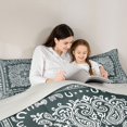 thumbnail image 4 of jejeloiu Moody Vintage Floral Queen Comforter Set For Men Women,Boho Print Comforter Sets Queen,Teal White,Light Gray Reversible,3 Pieces,1 Comforter and 2 Pillowcases, 4 of 7