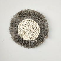 ERDOUY Boho Wall Baskets Decor Hanging Rustic Rattan Wicker Wall Baskets Round Wall Art for Farmhouse Living Rooms Bedrooms Kitchen Decorations (Large ,Grey)