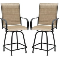 RONG-3 Patio Bar Stools Set of 2 All-Weather Outdoor Patio Furniture Set Counter Height Tall Patio Swivel Chairs for Bistro, Lawn, Garden, Backyard