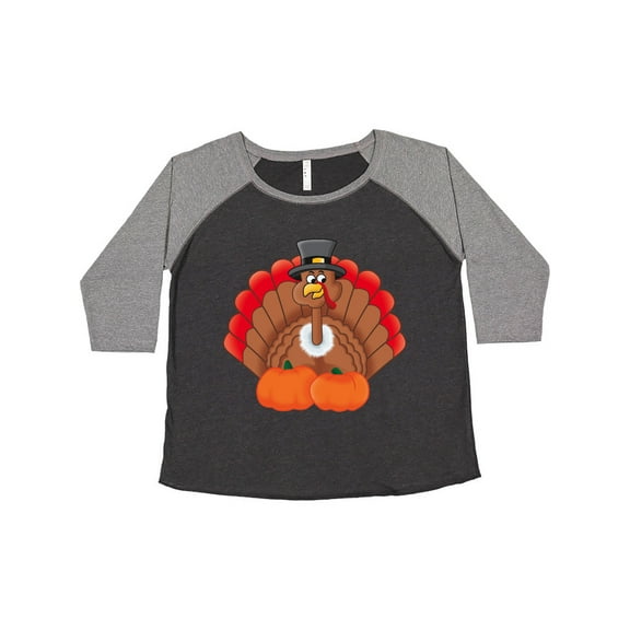 Inktastic Thanksgiving Turkey with Pumpkin Women's Plus Size T-Shirt