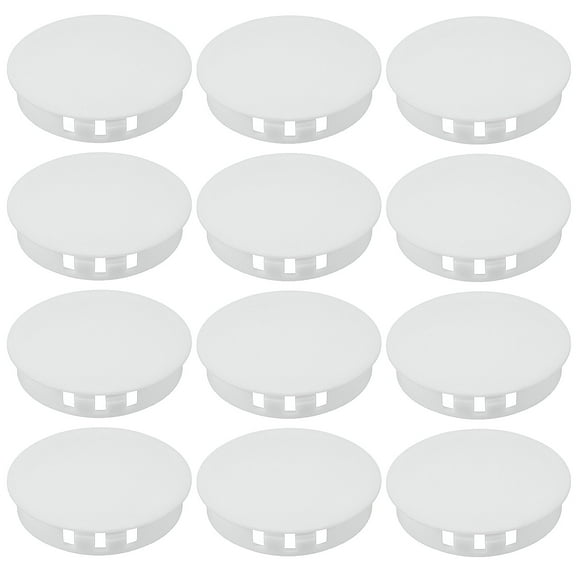 Uxcell 50mm/2" Plastic Hole Plugs, Flush Type Round Plug Snap in Locking Screw Hole Covers White 12 Pcs