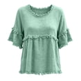 thumbnail image 5 of IMENGL Tops for Women Short Sleeve Casual Lady's Fringed Hairdo Round Neck Blouse Stylish Blouse Pants Loose Basic Women's Short Sleeve T Shirts,M-XXL, 5 of 5