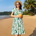 thumbnail image 4 of Balery Cactus Plants1 Vestidos sueltos de manga corta para mujer, vestidos de verano 2025, vestidos casuales de corte A con vuelo., 4 of 6