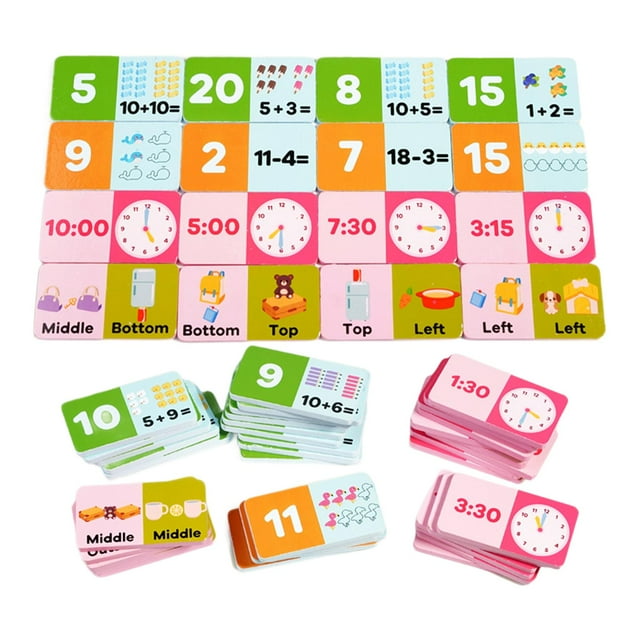 Juego de cartas flash de matemáticas, juguete de aprendizaje preescolar, juego de correspondencias de aprendizaje preescolar, 56 tarjetas, tablero de