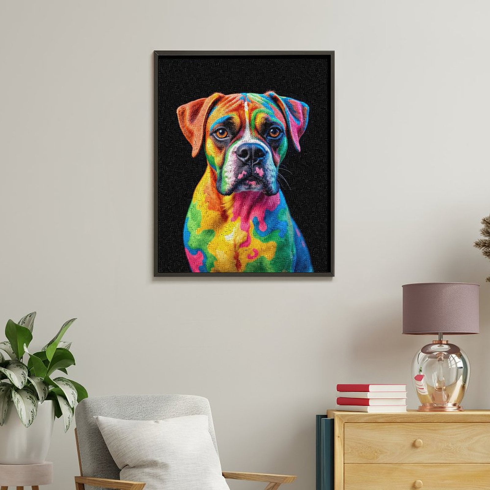 Paint by Numbers Kit for Adults, Colorful Canine Portrait Art Paint by Numbers, Easy Paint by Numbers Kit for Adults Beginner, DIY Adult Paint by Number Kits on Canvas, 12x16in Home Decor