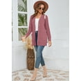 thumbnail image 3 of SHOWMALL Women's Ribbed Knit Cardigan Sweater, Dusty Rose XL V-Neck Button Down, Long Sleeve, Soft Brushed, Pockets, Layering for Fall/Winter, 3 of 7