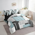 thumbnail image 3 of Castle Fairy Teenagers Geometric Rectangle 7-Piece Twin Bedding Sets,Abstract Stripes Bedding Comforter Set,Minimalist Vintage Breathable Sheet Sets,Ultra Soft Home Decor, 3 of 8