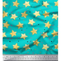 Soimoi Green Cotton Duck Fabric Dots & Star Print Fabric by the Yard 44 Inch Wide