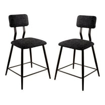 Furniture of America Lionna Metal Padded Counter Chairs in Black (Set of 2)
