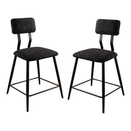 Furniture of America Lionna Metal Padded Counter Chairs in Black (Set of 2)