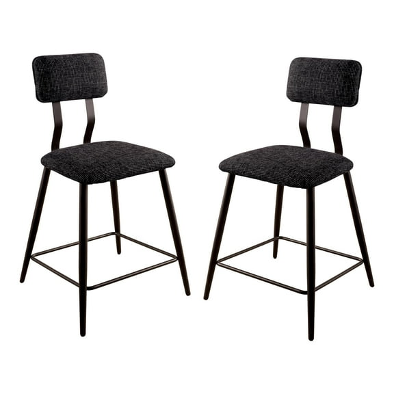 Furniture of America Lionna Metal Padded Counter Chairs in Black (Set of 2)