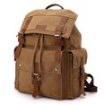 thumbnail image 1 of TFixol Men's Large Capacity Travel Backpack - Canvas with Full Grain Leather, Multi-Functional Student Bag for Outdoor Adventures, Coffee Brown, 1 of 6