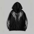 thumbnail image 2 of Unisex Y2K Zip Up Hoodie Gothic Aesthetic Print Hooded Sweatshirt Oversized Casual Streetwear Hooded Jacket Emo Alternative Clothes, 2 of 4