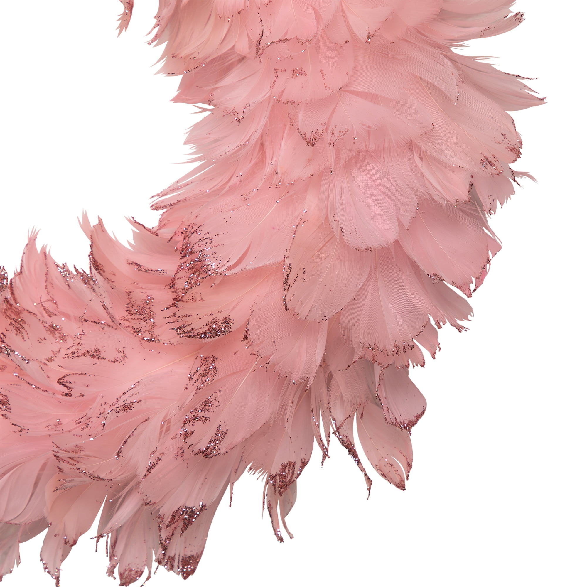 Northlight Glittered Feathers Small Artificial Christmas Wreath - 14.5" - Unlit - Pink