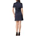 thumbnail image 3 of INSPIRE CHIC Women's Wear to Work Button Front Shirtdress Short Sleeves A-Line Shirt Dress M Navy Blue, 3 of 7
