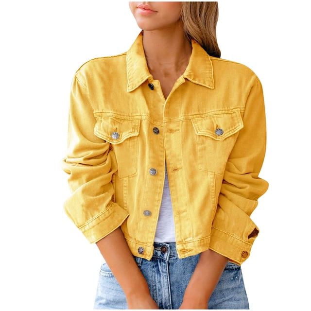 Chaqueta vaquera para mujer, cárdigan adelgazante de manga larga sólida, traje, abrigo con bolsillo, parte superior Odeerbi ODB-3