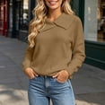 thumbnail image 2 of Yertdoel Women's Sweaters Solid Asymmetric Lapel Long Sleeve Knit Sweater Daily Stylish Casual Cozy Warm Pullover Tops, 2 of 6