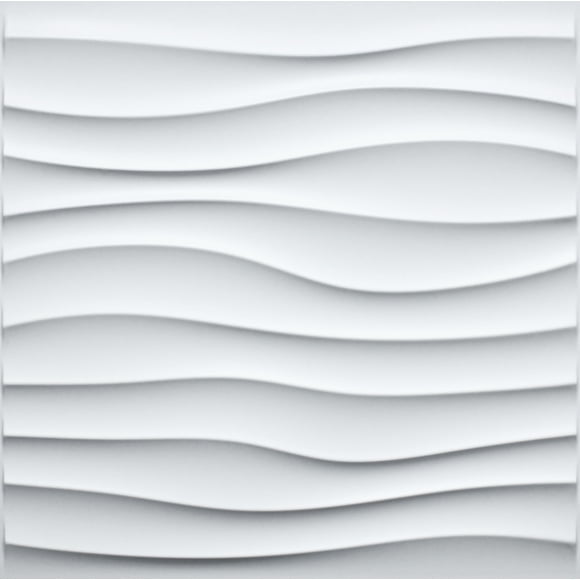 Dundee Deco 3D Wall Panels - Modern Wave Paintable White PVC Wall Paneling for Interior Wall Decor, 19.7 in x 19.7 in, Covers 2.7 sq. ft