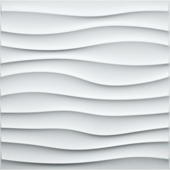 Dundee Deco 3D Wall Panels - Modern Wave Paintable White PVC Wall Paneling for Interior Wall Decor, Pack of 10, Covers 26.9 sq. ft