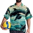 thumbnail image 4 of Whale Men's Hawaiian Button Down Printed Short Sleeve Summer Beach Shirts, 4 of 6