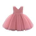 thumbnail image 2 of Girls Formal Princess Dress, Summer Flower Girl Wedding Dress with Tulle Skirt for Bridal Party, Junior Bridesmaid Pageant Gown for Special Occasions Age 6M-4Y Pink 70, 2 of 8
