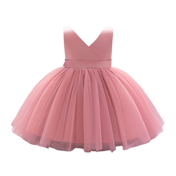 EnJoCho Flower Girl Dress for Wedding Tulle Satin Bow Shoulder Long A Line Girls First Communio𝗇 Dresses Formal Birthday Gown