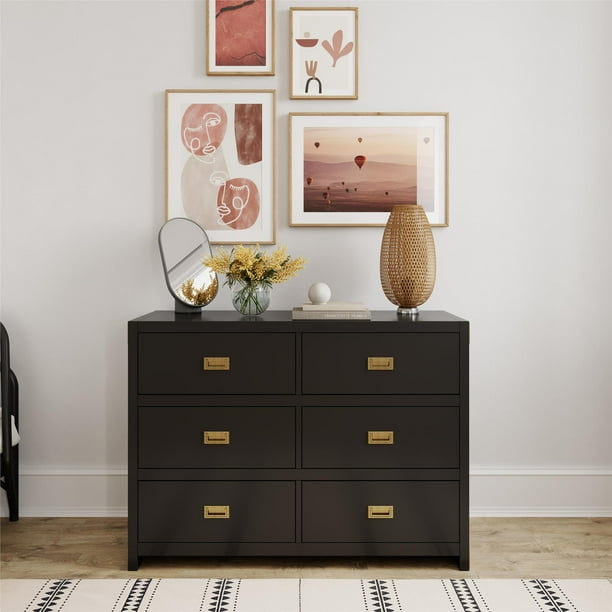 Baby Relax Miles 6 Drawer Dresser Nursery Furniture Black Wood Walmart Com Walmart Com