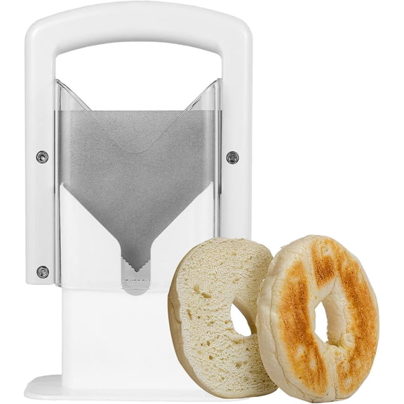 Bagel Cutter Slicer with Safety Handle Stainless Steel Bagel Precision Cutter Household Bagel Slicer Reusable Bread Slicer Portable Muffin Slicer Easy to Clean for Bread Muffin Kitchen 7.1×8.7in