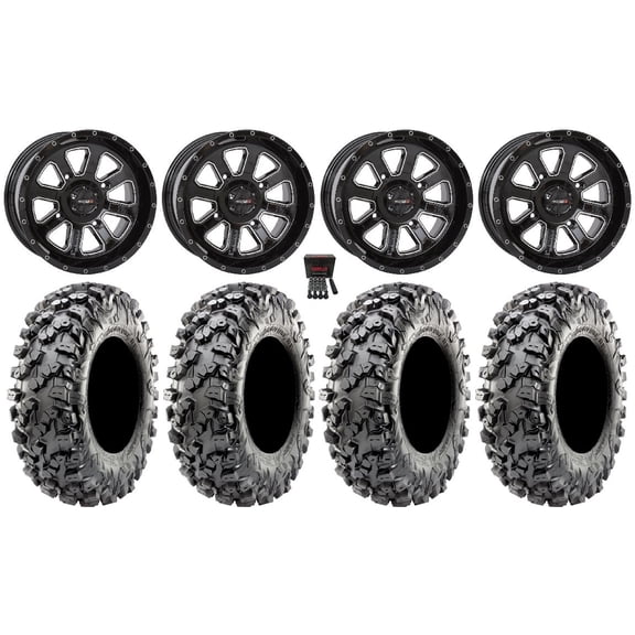 System 3 ST-4 Black 14" Wheels 30" Carnivore R/T Tires Can-Am Commander Maverick Renegade Outlander Defender