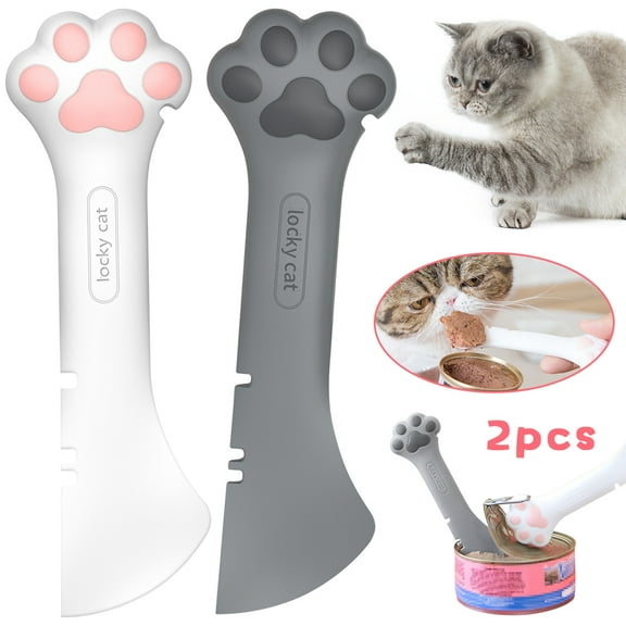 OUSITAI 2 Pcs Pet Food Can Spoon, Silicone Mini Spatula Can Opener for Pet Cat Dog Feeding Can